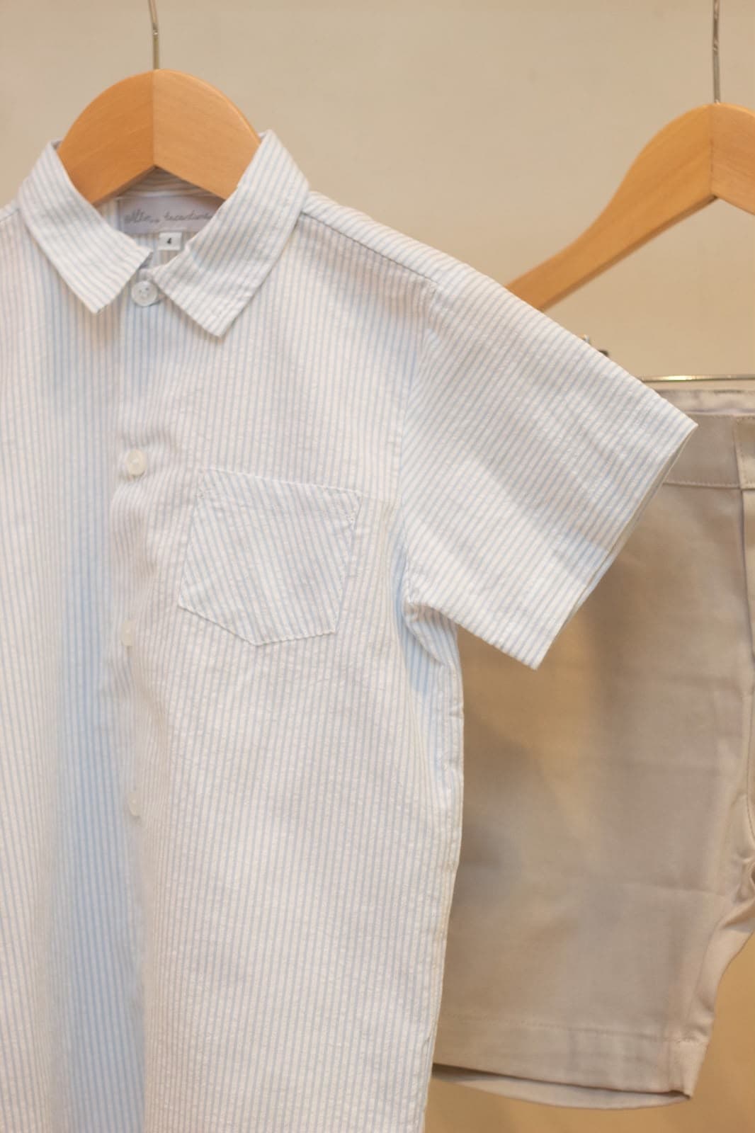 Camisa Azul listra — Azul e branco